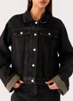 Back Again Oversized Denim Jacket - Acid Charcoal - 图片 6