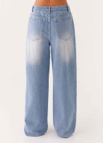 Back Again Straight Leg Denim Jeans - Light Wash Blue - 图片 4