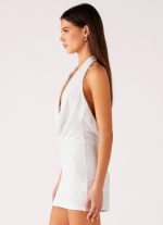 Back Cut Out Beaded Sequins Mini Dress - Ivory - 图片 2
