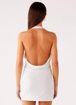 Back Cut Out Beaded Sequins Mini Dress - Ivory - 图片 3