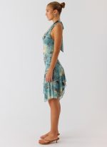 Bad Alive Halter Hanky Mini Dress - Aqua Blur - 图片 2
