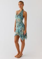 Bad Alive Halter Hanky Mini Dress - Aqua Blur - 图片 5