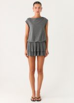 Bambola Wide Neck Mini Dress - Grey Marle Stripe - 图片 2