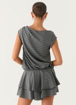 Bambola Wide Neck Mini Dress - Grey Marle Stripe - 图片 4