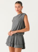 Bambola Wide Neck Mini Dress - Grey Marle Stripe - 图片 5