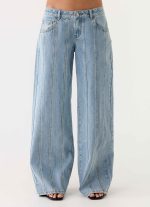 Johnny Low Rise Wide Leg Denim Jeans - Light Blue Wash - 图片 5