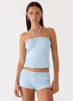 Bonita Button Mini Shorts - Pale Blue - 图片 2