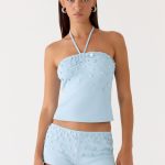 Bonita Button Top - Pale Blue