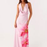 Bryony Cowl Maxi Dress - Pink