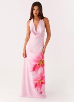 Bryony Cowl Maxi Dress - Pink