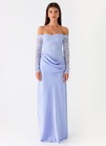 Burke Off Shoulder Maxi Dress - Blue - 图片 4