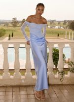 Burke Off Shoulder Maxi Dress - Blue - 图片 7