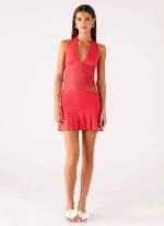 Calissa Haltherneck Mini Dress - Coral - 图片 4
