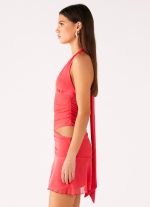 Calissa Haltherneck Mini Dress - Coral - 图片 2