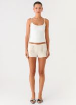 Candela Suede Low Rise Mini Shorts - Ivory - 图片 2