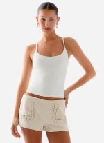 Candela Suede Low Rise Mini Shorts - Ivory - 图片 6