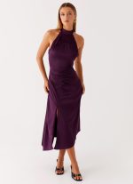 Casta Halterneck Midi Dress - Plum - 图片 5