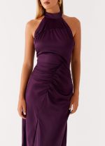 Casta Halterneck Midi Dress - Plum - 图片 6