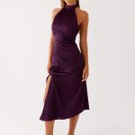 Casta Halterneck Midi Dress - Plum