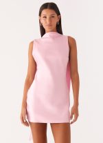 Cerina High Neck Mini Dress - Pink - 图片 5