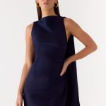 Cerina High Neck Mini Dress - Navy