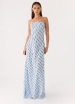 Chaniva Maxi Dress - Blue Mocha Dot - 图片 4
