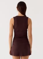 Cherry Sky Mini Dress - Chocolate - 图片 3