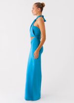 Chiquita Halter Maxi Dress - Turquoise Blue - 图片 2