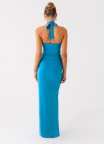 Chiquita Halter Maxi Dress - Turquoise Blue - 图片 3