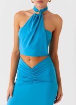 Chiquita Halter Maxi Dress - Turquoise Blue - 图片 6