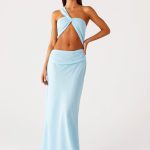Cindelle One Shoulder Maxi Dress - Turquoise