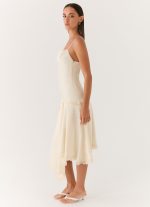 Cleosa Asymmetrical Midi Dress - Ivory - 图片 2