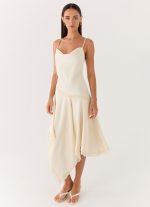 Cleosa Asymmetrical Midi Dress - Ivory - 图片 4