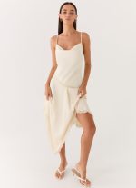 Cleosa Asymmetrical Midi Dress - Ivory - 图片 5