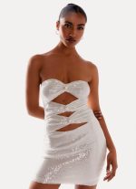 Clyra Sequin Mini Dress - Ivory - 图片 6