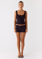 Coastline Cotton Micro Mini Shorts - Black - 图片 2