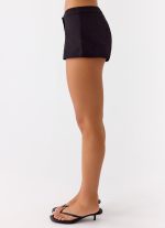 Coastline Cotton Micro Mini Shorts - Black - 图片 4