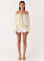 Coconut Kiss Off Shoulder Long Sleeve Top - Yellow - 图片 4