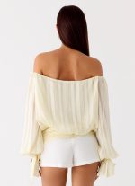 Coconut Kiss Off Shoulder Long Sleeve Top - Yellow - 图片 3