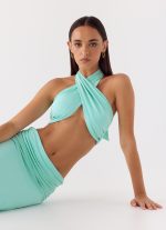 Coletta Wrap Top - Aqua
