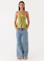 Corah Halter Top - Green Olive - 图片 4