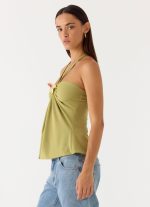 Corah Halter Top - Green Olive - 图片 2