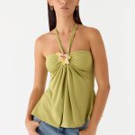 Corah Halter Top - Green Olive