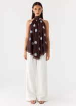 Corrida Backless Top - Chocolate Blue Dot - 图片 6