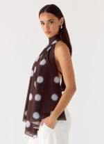 Corrida Backless Top - Chocolate Blue Dot - 图片 4