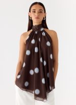 Corrida Backless Top - Chocolate Blue Dot - 图片 3