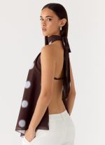Corrida Backless Top - Chocolate Blue Dot - 图片 7