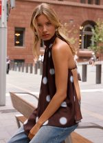 Corrida Backless Top - Chocolate Blue Dot - 图片 2