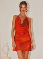 Cyna Cowl Mini Dress - Scarlet Blur - 图片 3