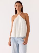 Danni Halter Top - White - 图片 5